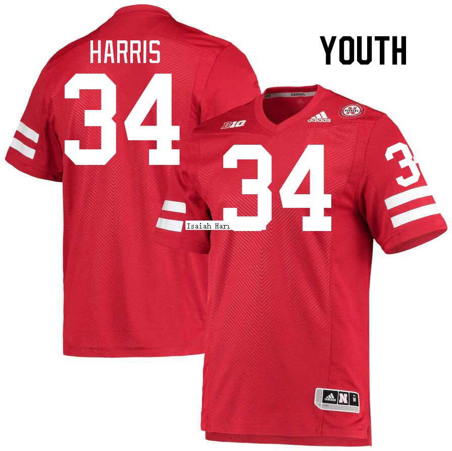 Youth #34 Isaiah Harris Nebraska Cornhuskers College Football Jerseys Stitched Sale-Red - Click Image to Close